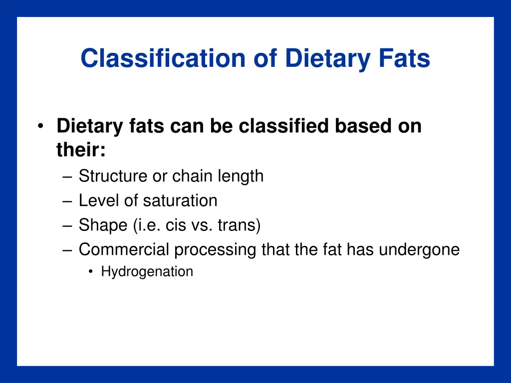 classification of dietary fats