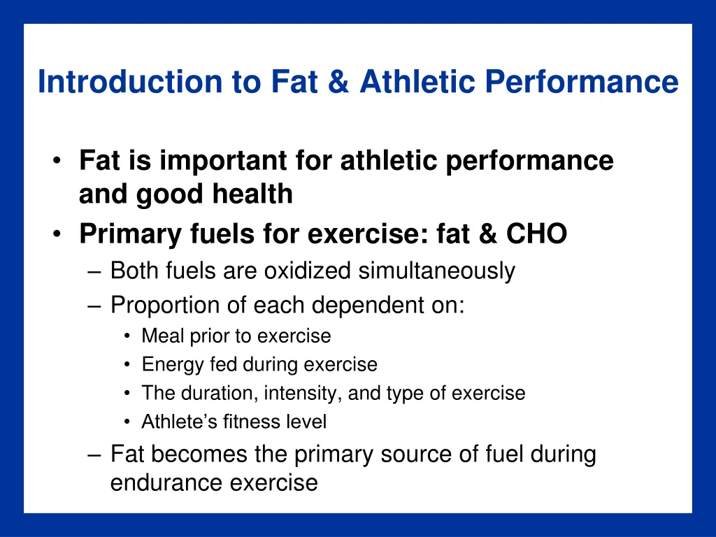 introduction to fat athletic performance