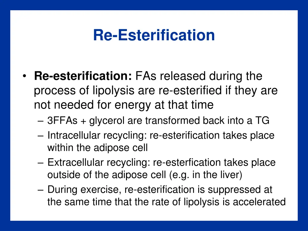 re esterification