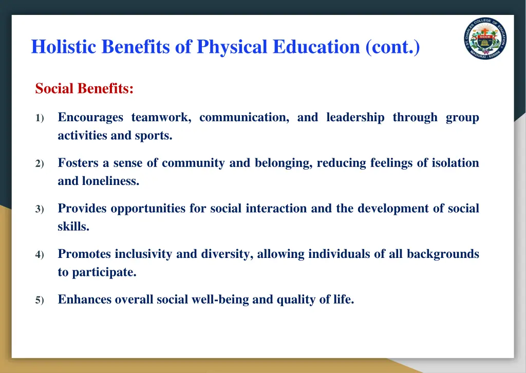 holistic benefits of physical education cont 1