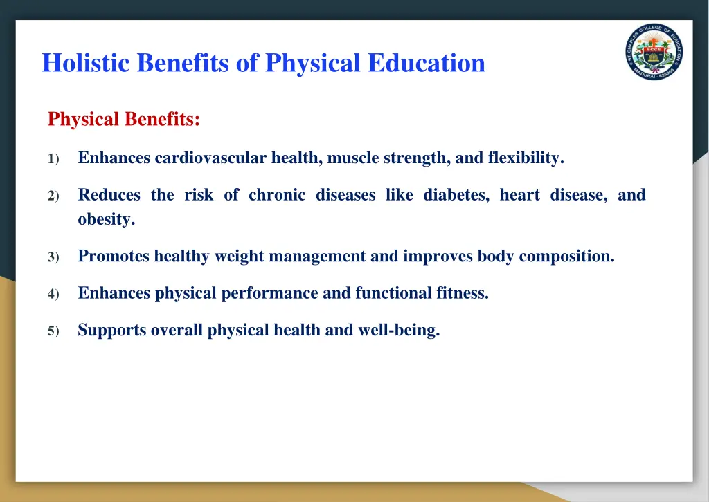 holistic benefits of physical education