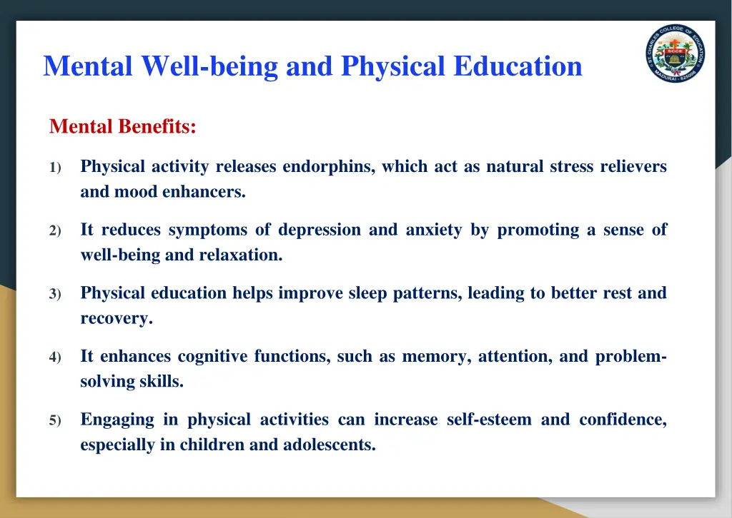 mental well being and physical education