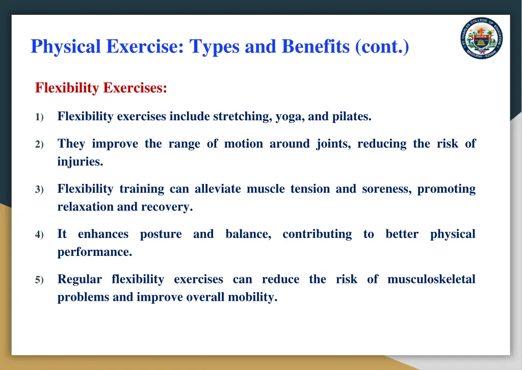 physical exercise types and benefits cont 1