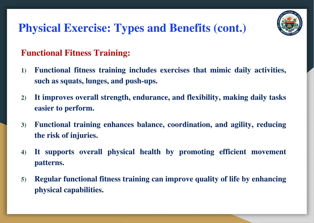 physical exercise types and benefits cont 3