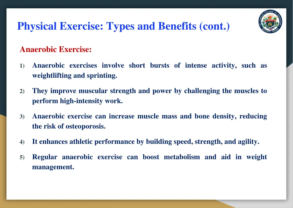 physical exercise types and benefits cont