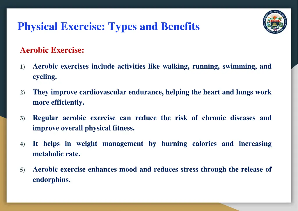 physical exercise types and benefits