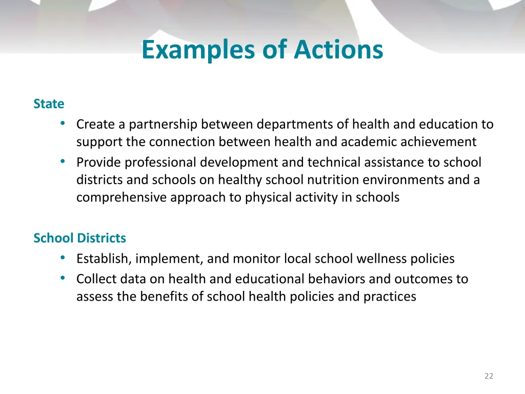 examples of actions