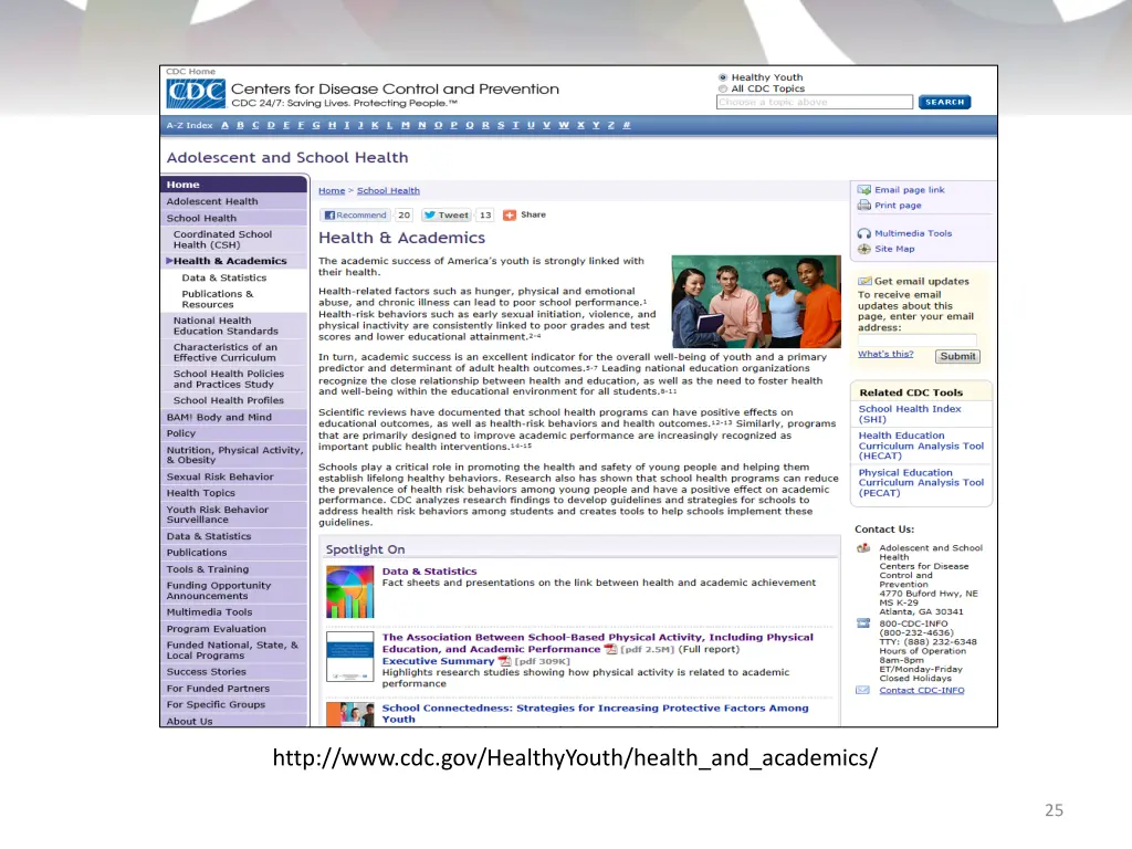 http www cdc gov healthyyouth health and academics