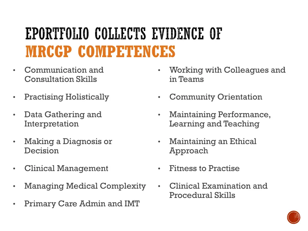 eportfolio collects evidence of mrcgp competences
