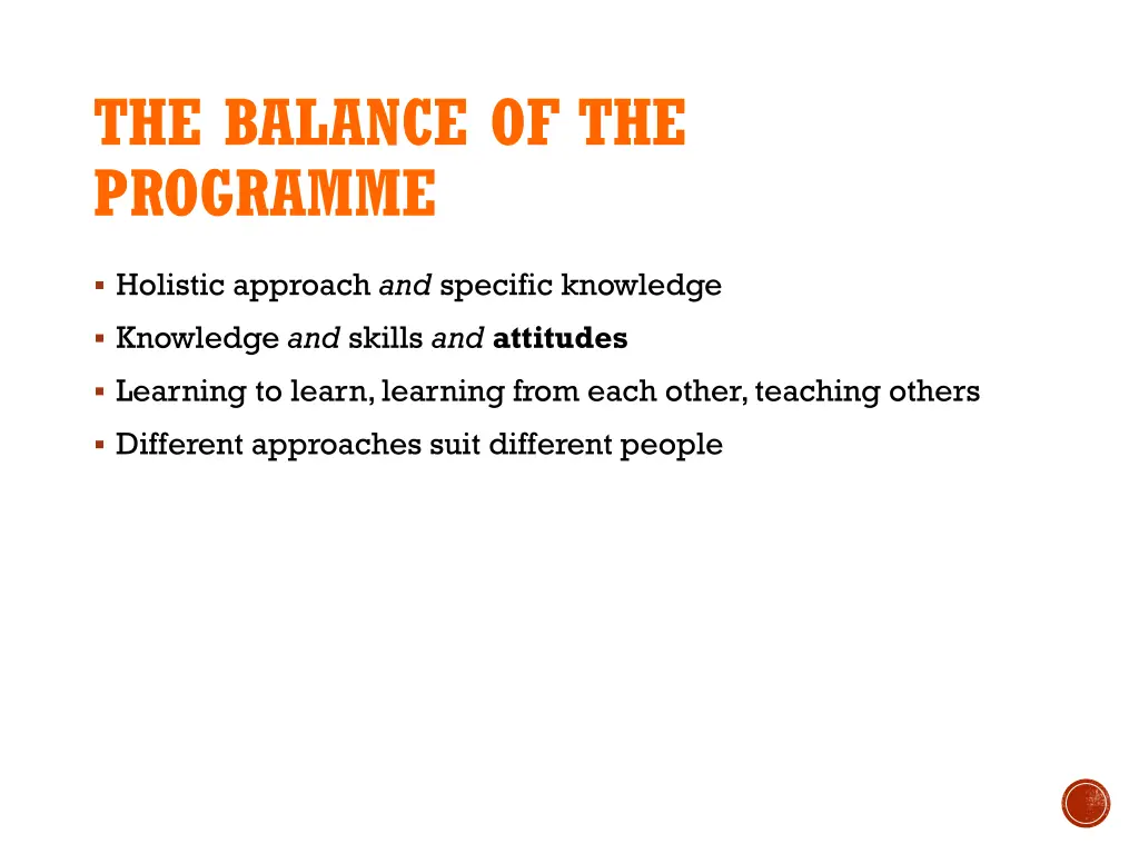 the balance of the programme