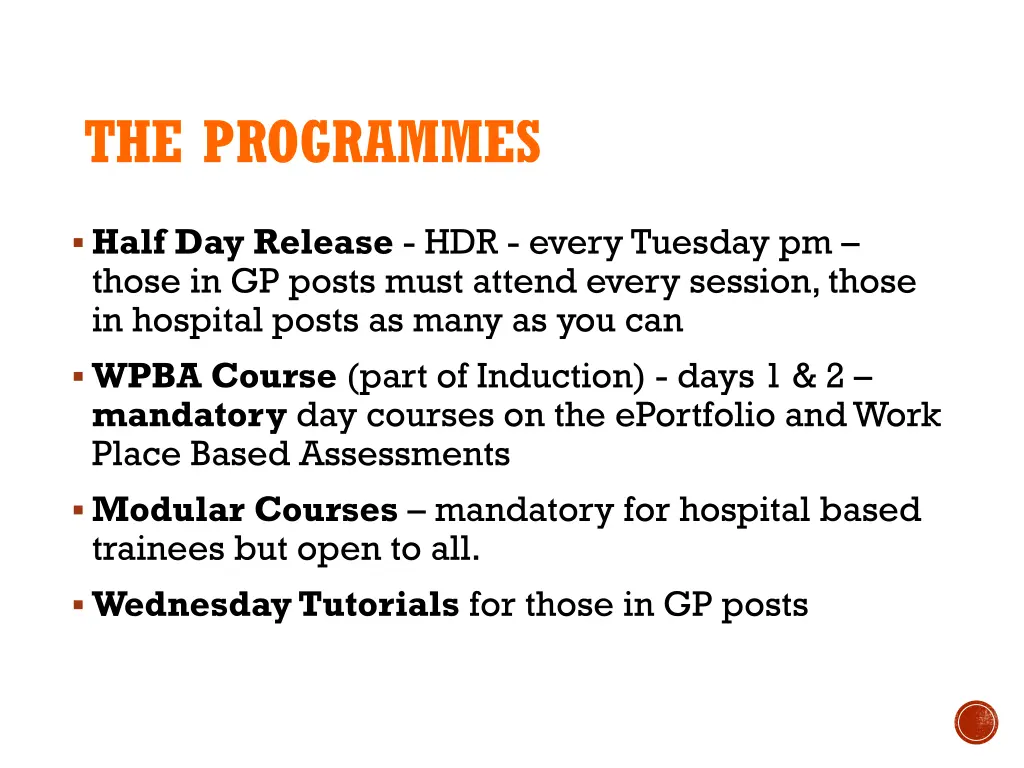 the programmes