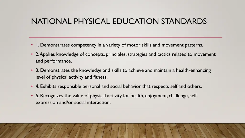 national physical education standards