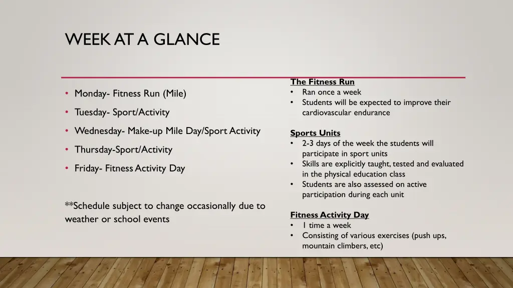 week at a glance