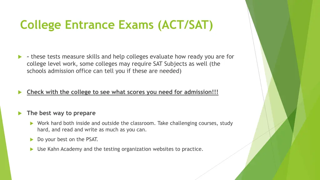 college entrance exams act sat