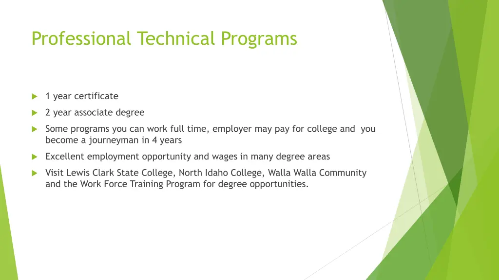 professional technical programs