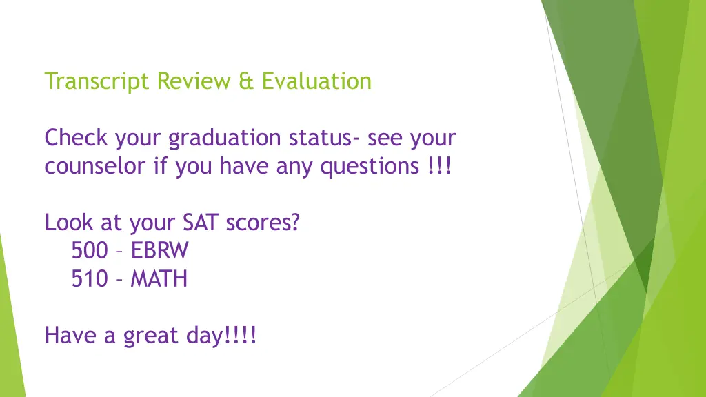 transcript review evaluation