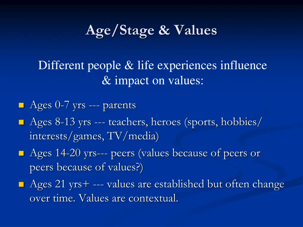 age stage values