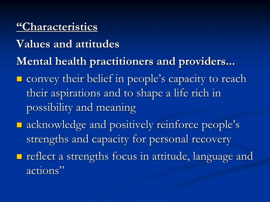 characteristics values and attitudes mental
