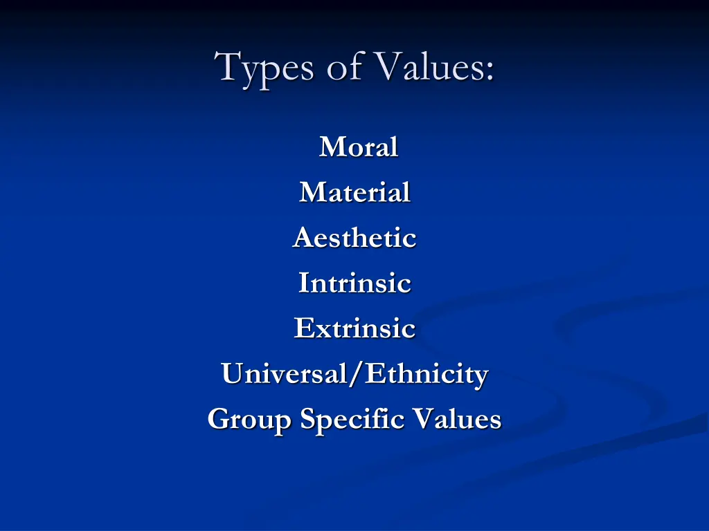 types of values