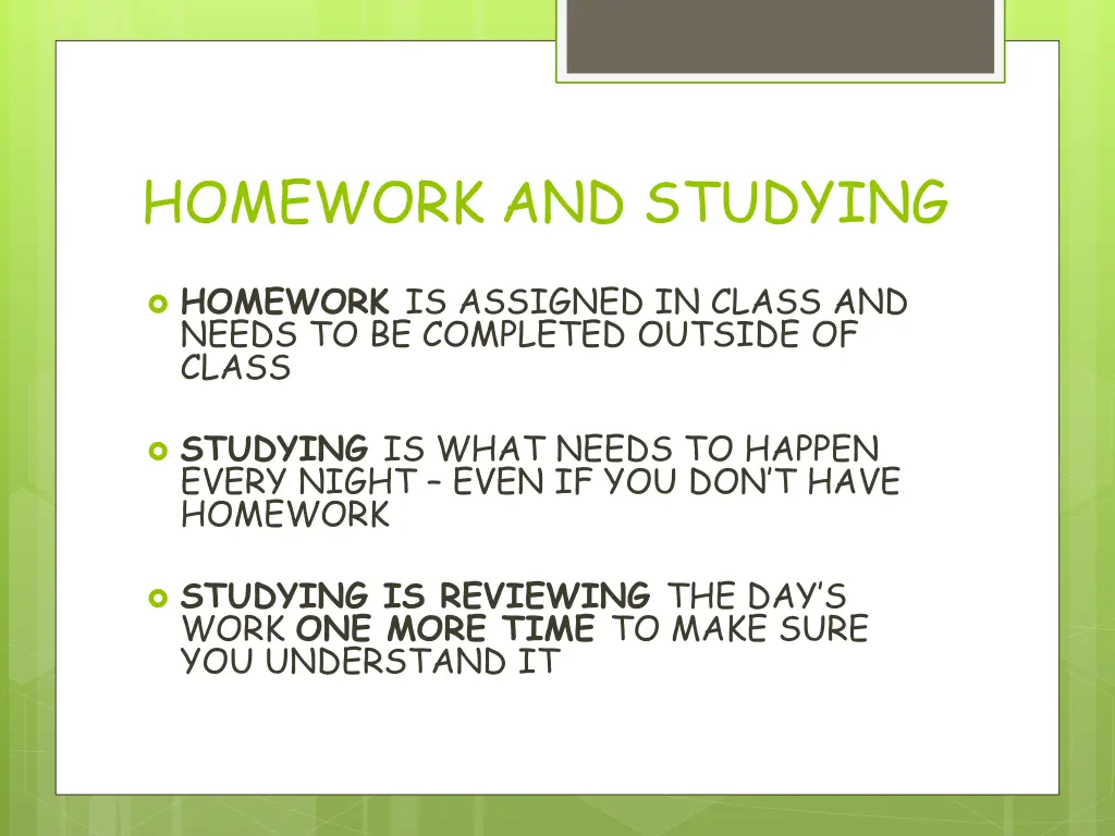 homework and studying