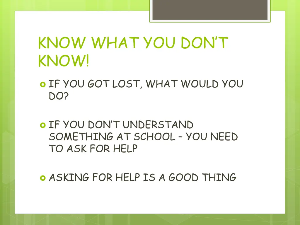 know what you don t know