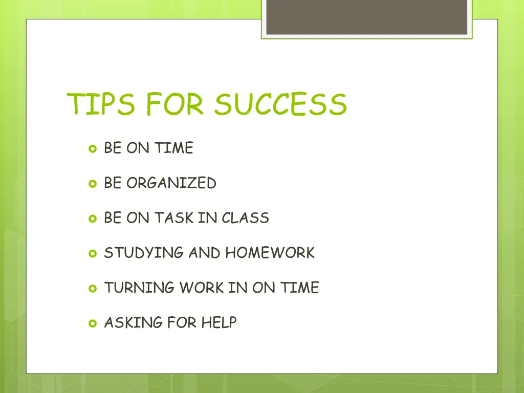 tips for success