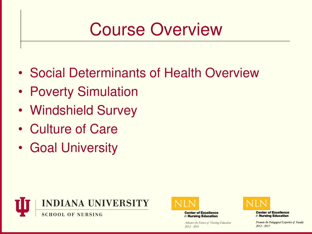 course overview