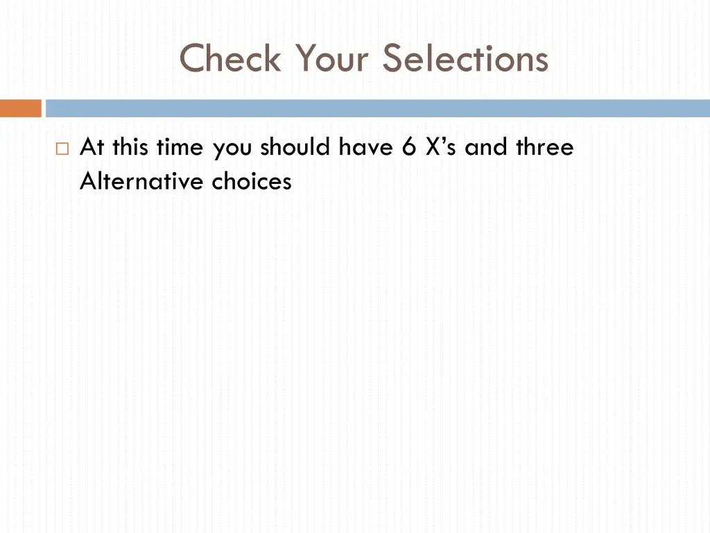 check your selections 1