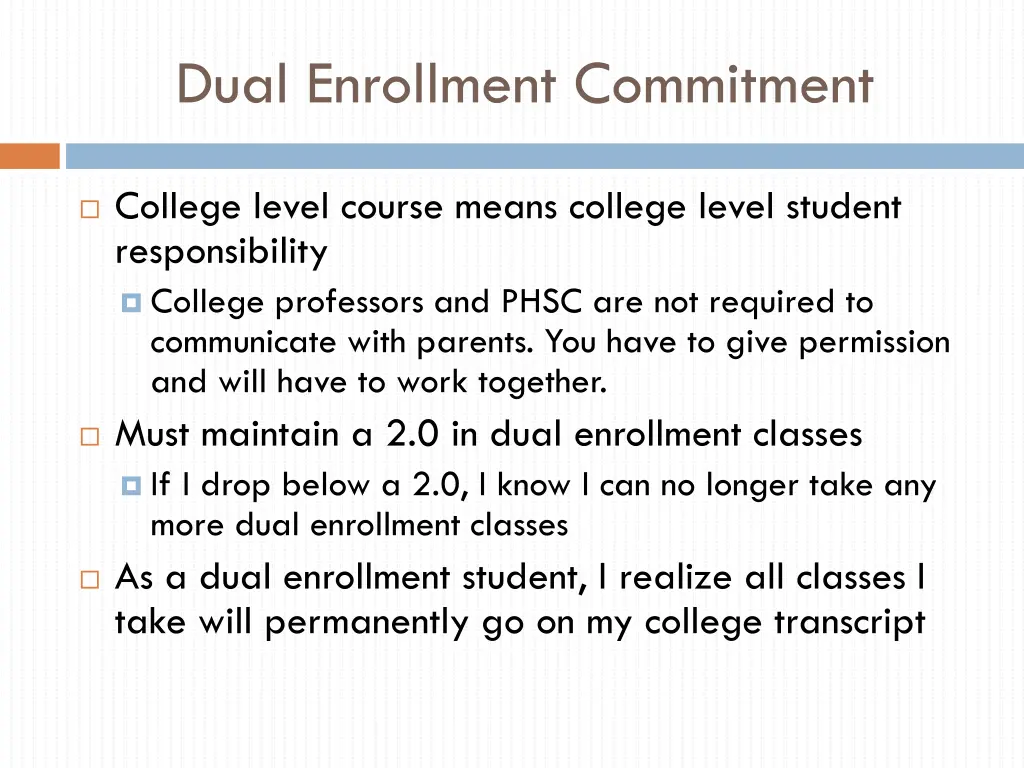 dual enrollment commitment