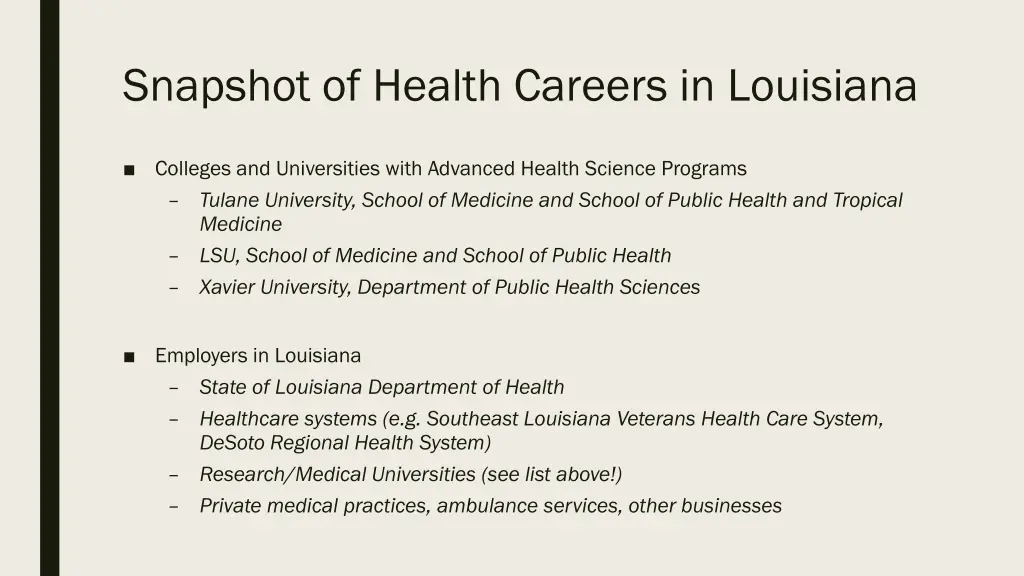 snapshot of health careers in louisiana