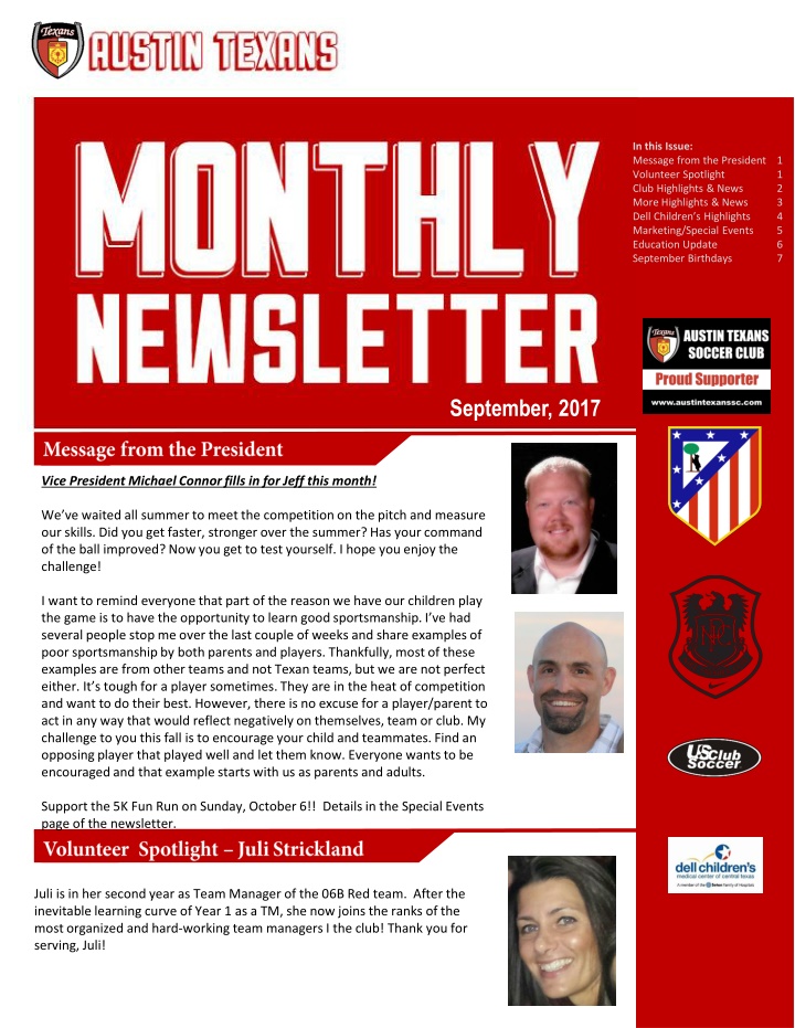 in this issue message from the president