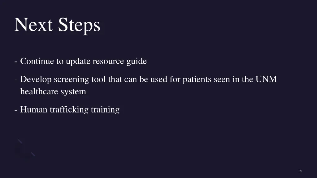 next steps