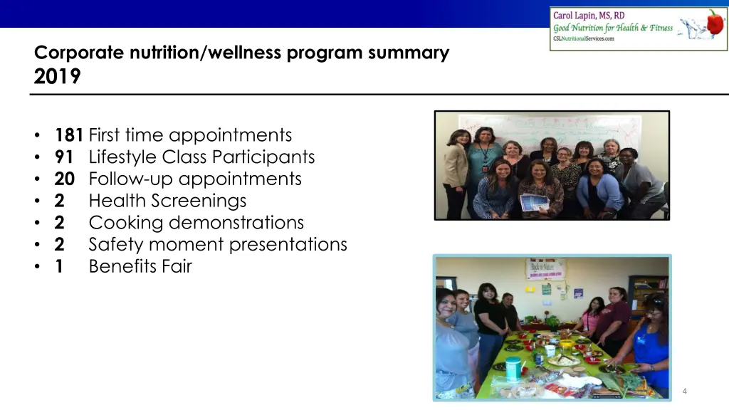corporate nutrition wellness program summary 2019