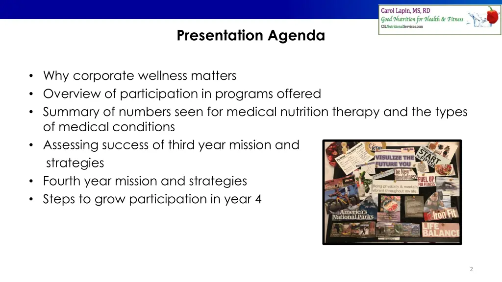 presentation agenda