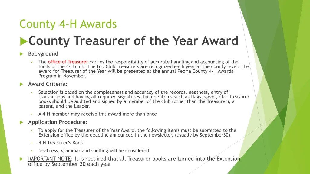 county 4 h awards county treasurer of the year