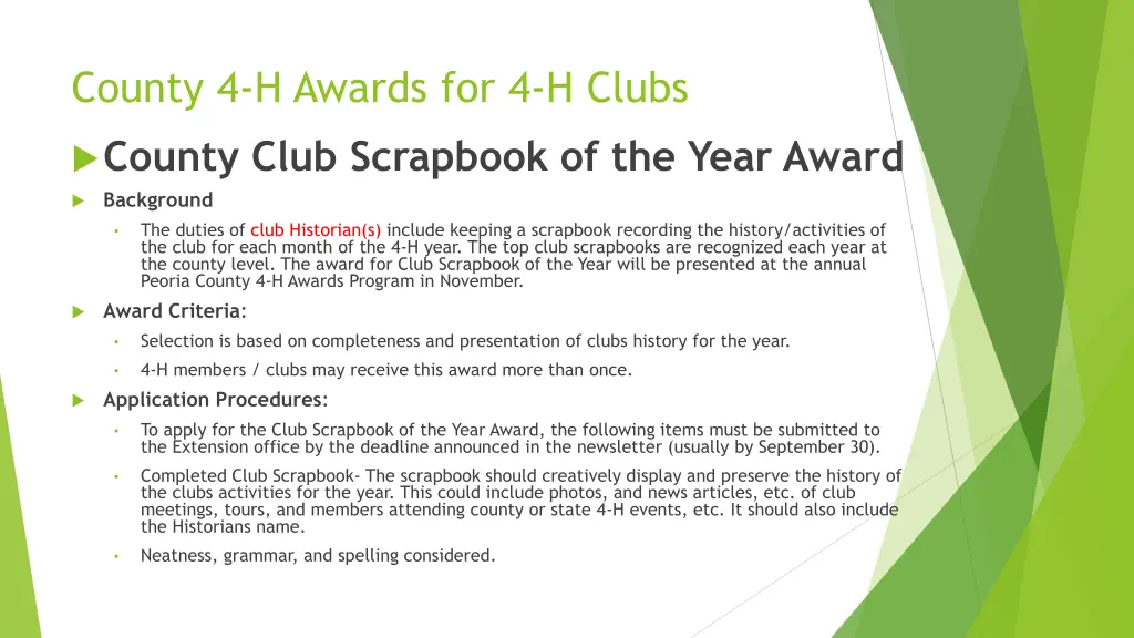 county 4 h awards for 4 h clubs