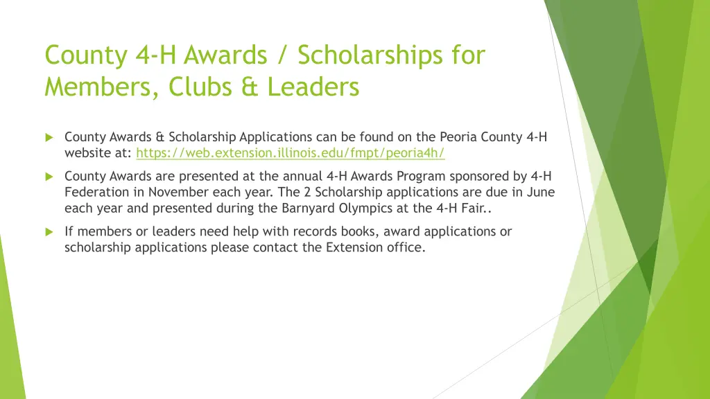 county 4 h awards scholarships for members clubs