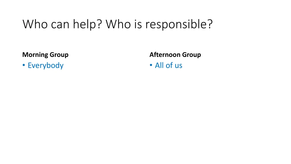 who can help who is responsible
