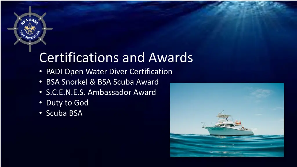 certifications and awards padi open water diver