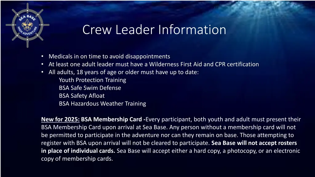 crew leader information