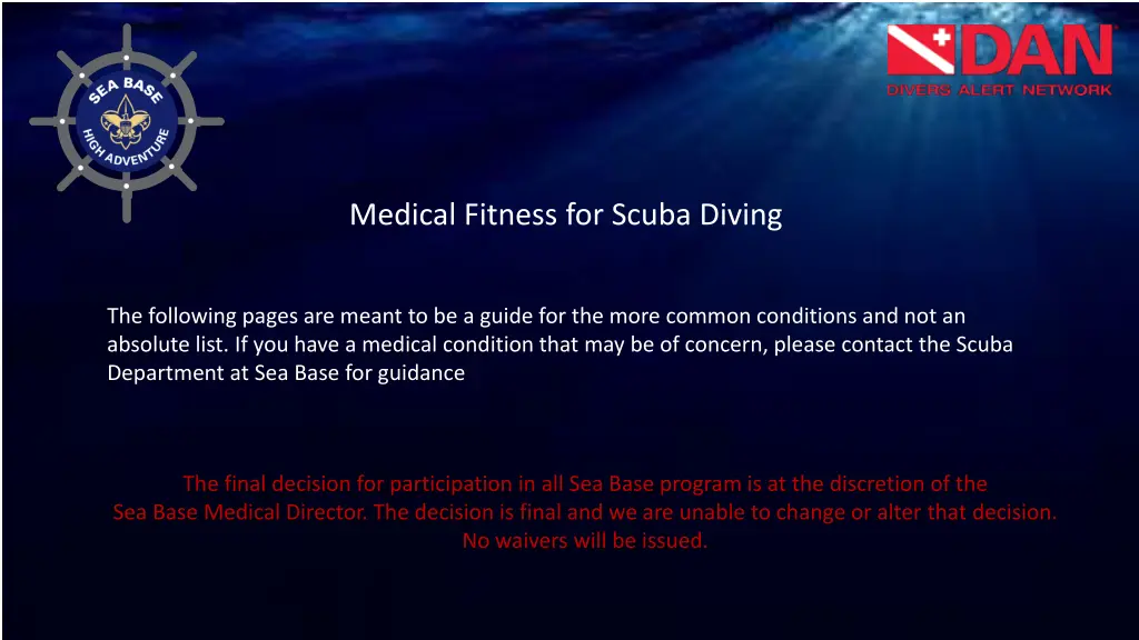 medical fitness for scuba diving