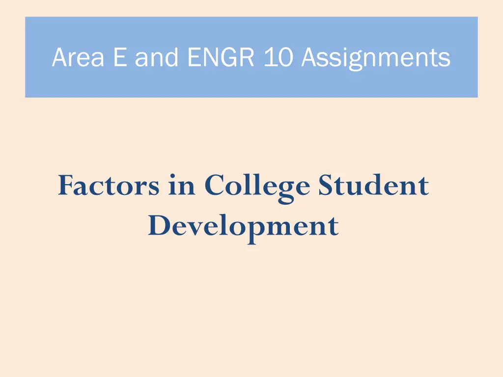 area e and engr 10 assignments