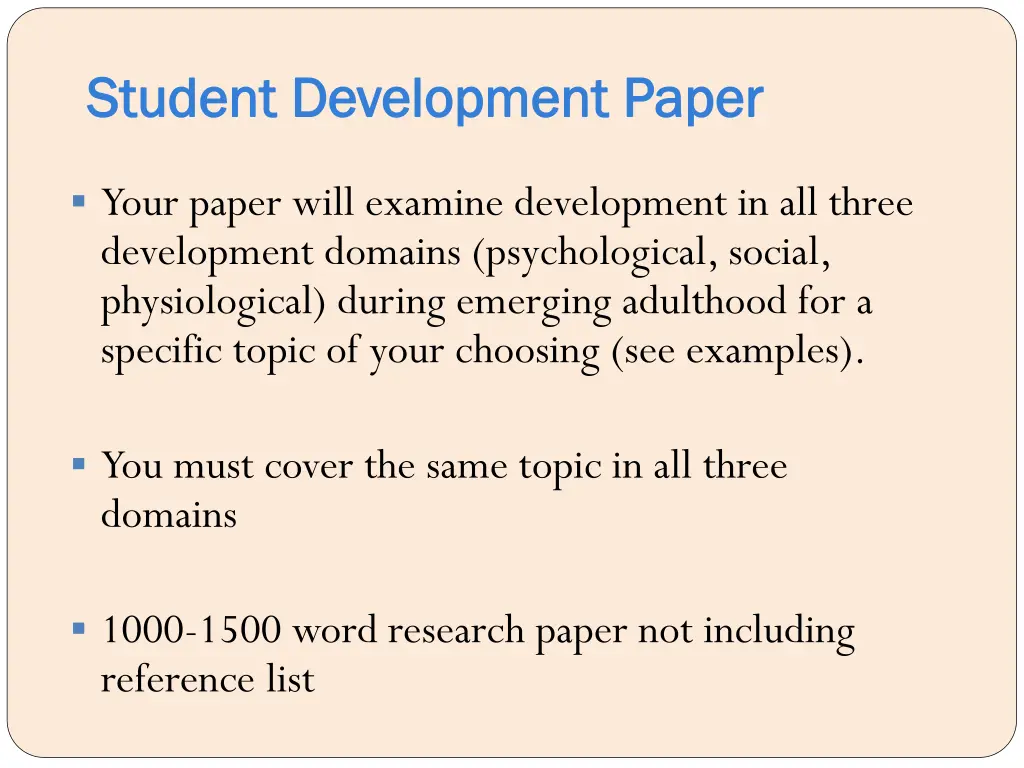 student development paper student development