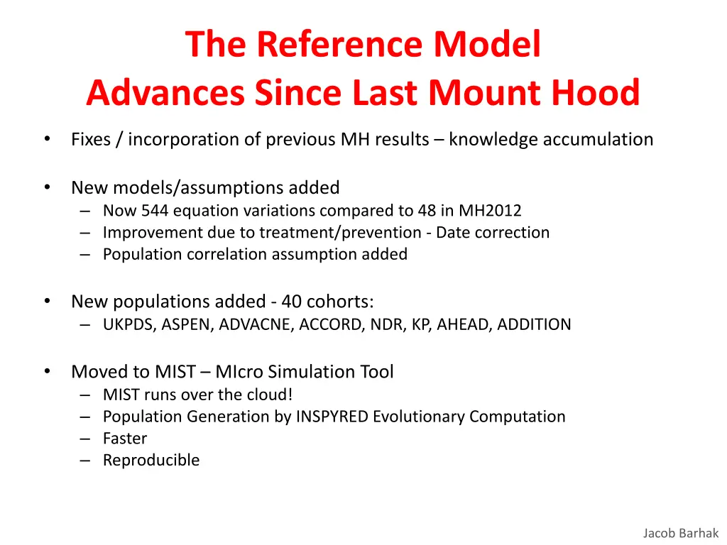 the reference model advances since last mount hood