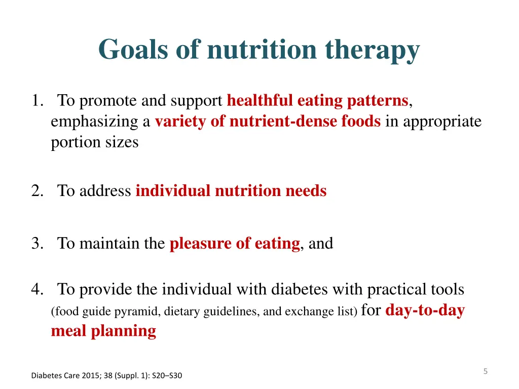goals of nutrition therapy
