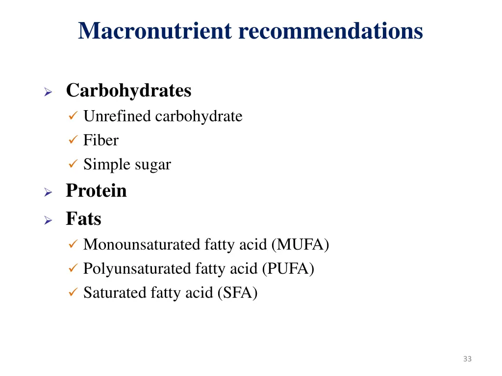 macronutrient recommendations