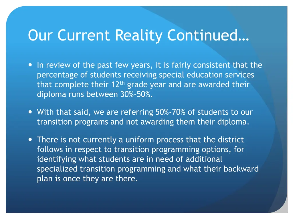 our current reality continued