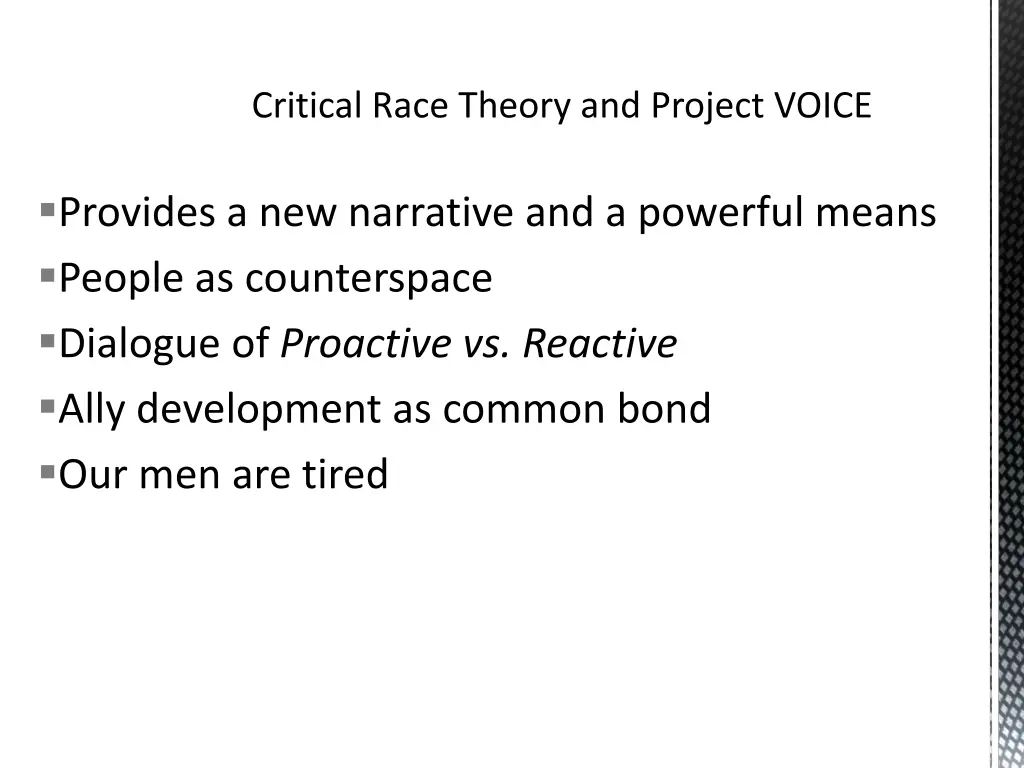 critical race theory and project voice