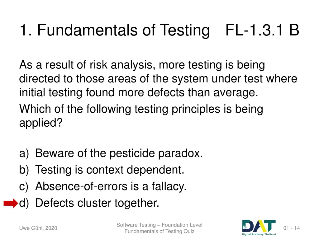 1 fundamentals of testing fl 1 3 1 b