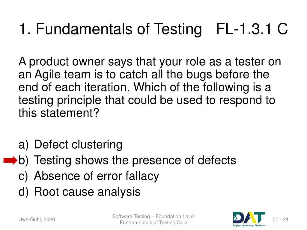 1 fundamentals of testing fl 1 3 1 c